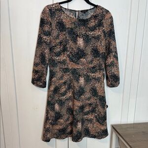 RW&CO. Black Orange Multicolour Patterned Long Sleeve Dress - US6